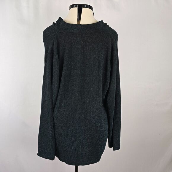 Grace Sweater Women's 1X Cowl Neck Long Sleeve Dark Green Metallic NWT - Picture 4 of 8